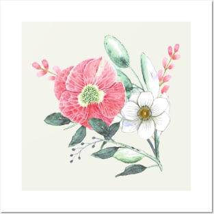 Helleborus and anemone flowers Posters and Art